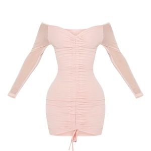 Pink Off the Shoulder Mesh Bodycon Dress!